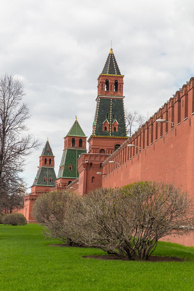 The Kremlin Wall from the river side. Imposing and fortified by towers.